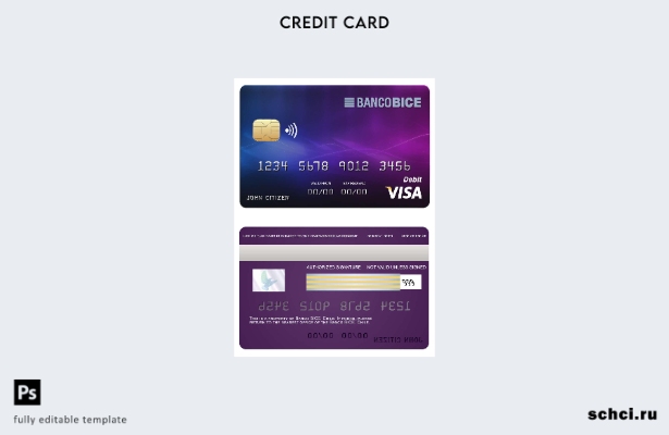 цифровая загрузка шаблона карты Visa банка Чили BICE